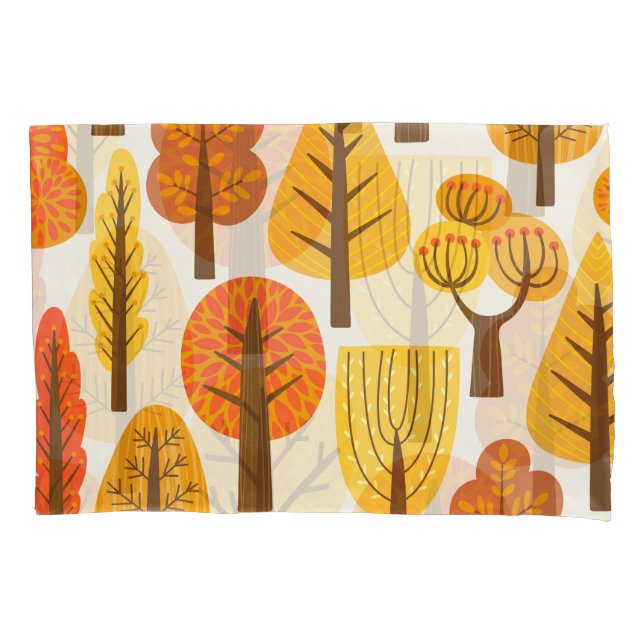 Funda De Cojín Árboles otoñales, patrón sin costuras. (Anverso)