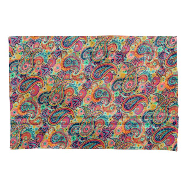 Funda De Cojín Arco iris brillante Paisley (Anverso)