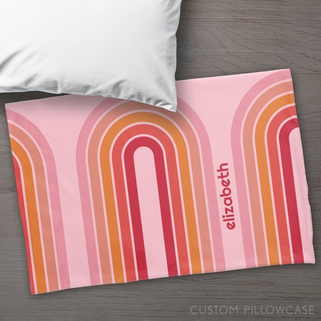 Funda De Cojín Arco rosa Naranja rojo de 70 líneas inspiradas Art (Custom Pillowcase)