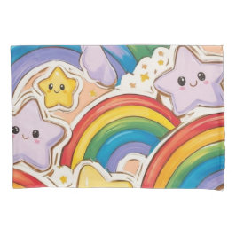 Funda De Cojín Arcoiris, estrellas y sonrisa bonita