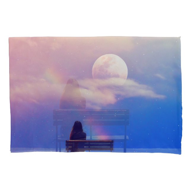 Funda De Cojín Arcoiris lunar: Belleza Pastel Sky. (Anverso)