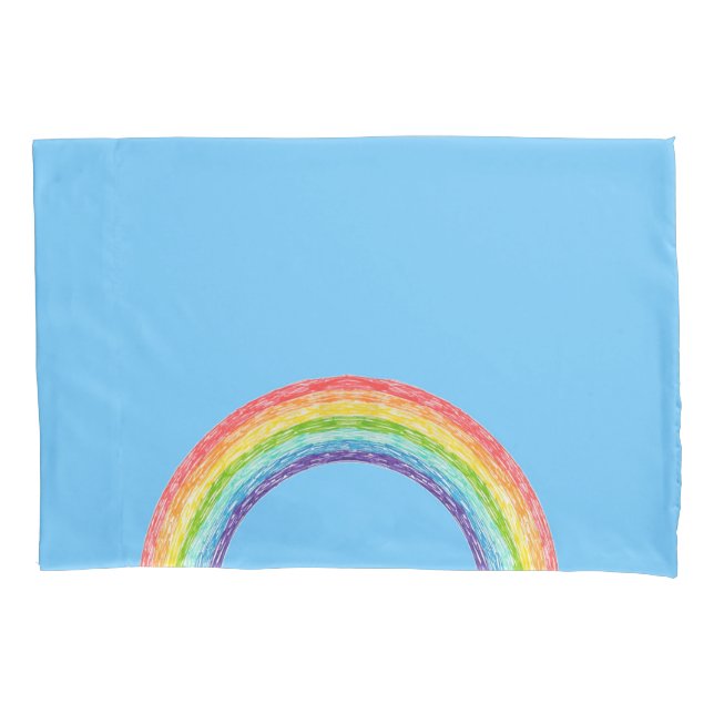 Funda De Cojín Arcoiris y cielo azul (Anverso)