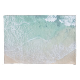 Funda De Cojín Arena y mar de color verde y blanco