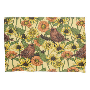 Funda De Cojín Arenas y flores de amarillo pálido