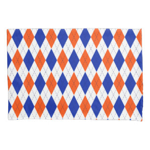 Funda De Cojín Argyle naranja y Diamante Azul