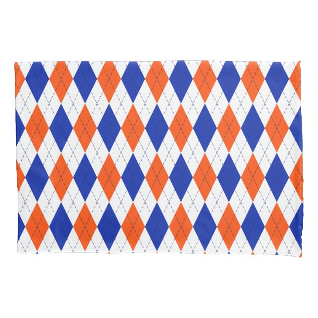 Funda De Cojín Argyle naranja y Diamante Azul (Anverso)