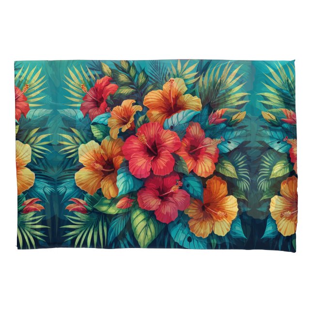 Funda De Cojín Armonía de Hibiscus: una cala de almohada tropical (Anverso)