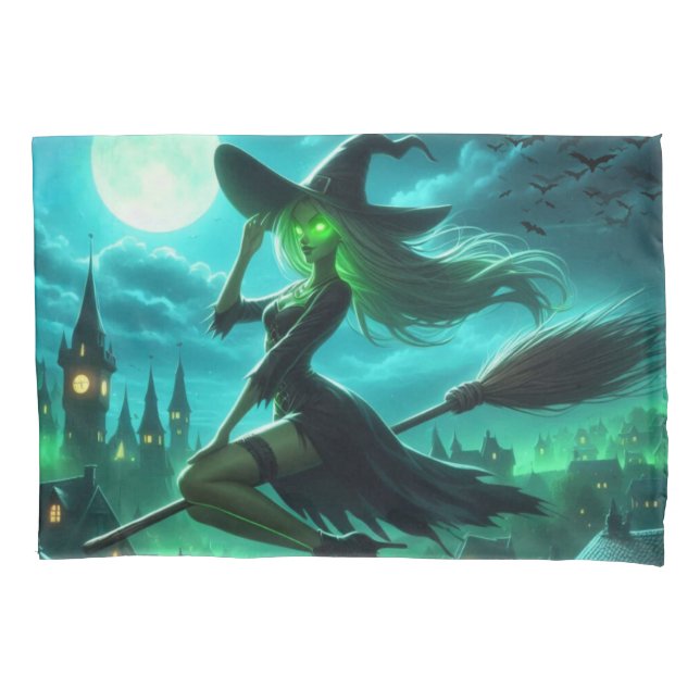 Funda De Cojín Aroma verde espumoso bruja Halloween (Anverso)