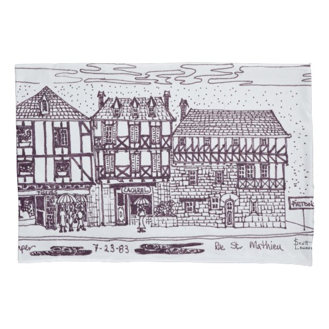 Funda De Cojín Arquitectura Rue St. Mathieu | Quimper, Bretaña (Anverso-izquierdo)