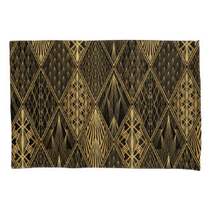 Funda De Cojín Art Deco Black Gold Elegance