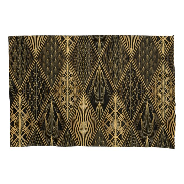Funda De Cojín Art Deco Black Gold Elegance (Anverso)