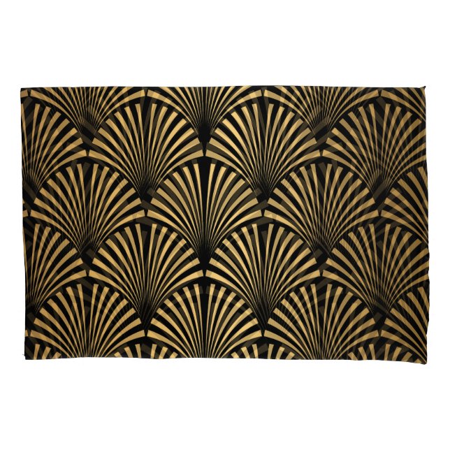 Funda De Cojín Art Deco: Escala de oro negro. (Anverso)