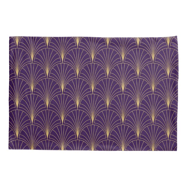 Funda De Cojín Art Deco morado y oro Art Deco (Reverso)