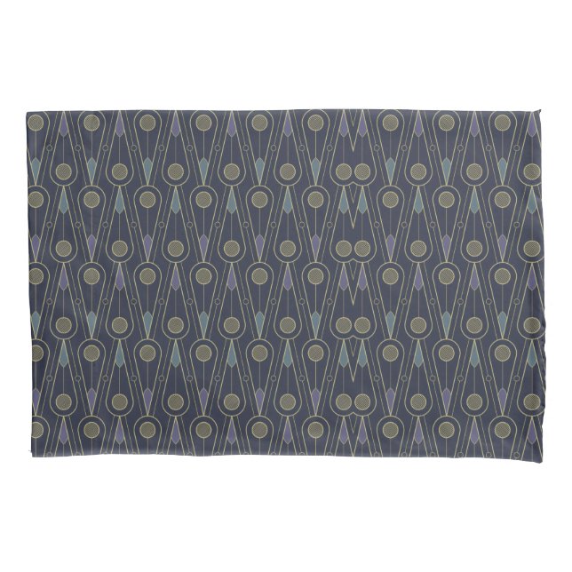 Funda De Cojín Art Deco pattern with geometric shapes in gold (Anverso-izquierdo)