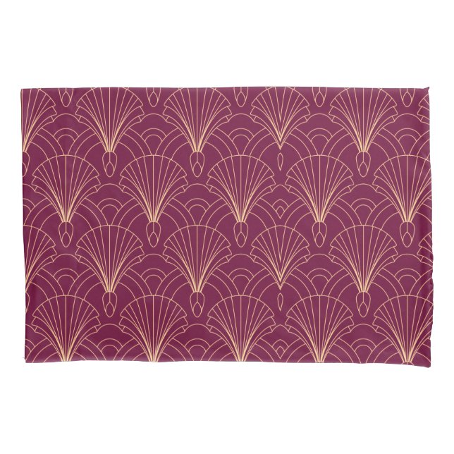 Funda De Cojín Art Deco pattern with gold geometric fan motifs  (Anverso-izquierdo)