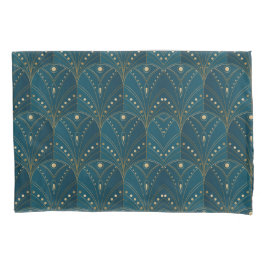 Funda De Cojín Art Deco pattern with gold geometric shapes