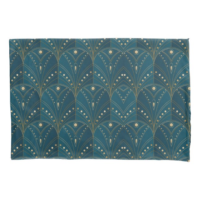 Funda De Cojín Art Deco pattern with gold geometric shapes (Anverso-izquierdo)