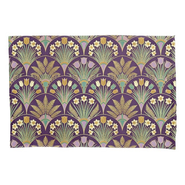 Funda De Cojín Art Deco purple floral (Anverso)