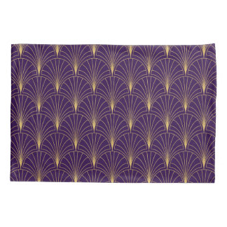 Funda De Cojín Art Deco Púrpura y Dorado Art Deco