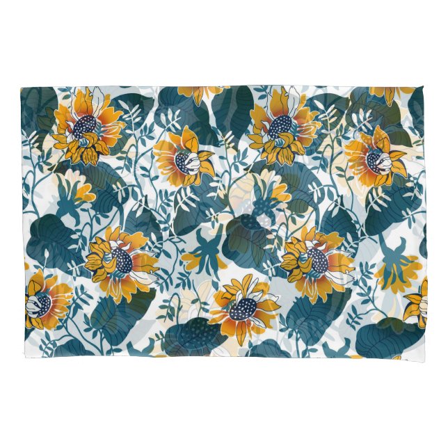 Funda De Cojín Art Nouveau, estampado floral. (Anverso)