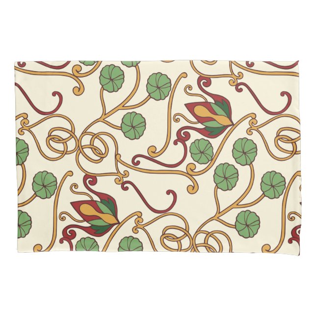 Funda De Cojín Art Nouveau-inspired floral design (Anverso-izquierdo)