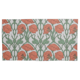 Funda De Cojín Art Nouveau Red Poppy Floral Print