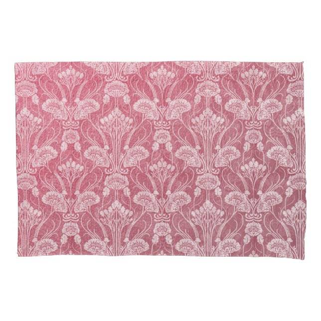 Funda De Cojín Art Nouveau, rosa, estampado floral, moda metálica (Anverso)