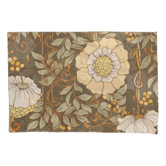 Funda De Cojín Art Nouveau: Vintage floral decorativo.