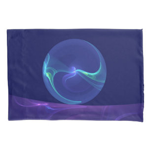 Funda De Cojín Arte abstracto fractal de sueño azul morado lumino