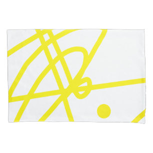 Funda De Cojín Arte abstracto minimalista blanco amarillo