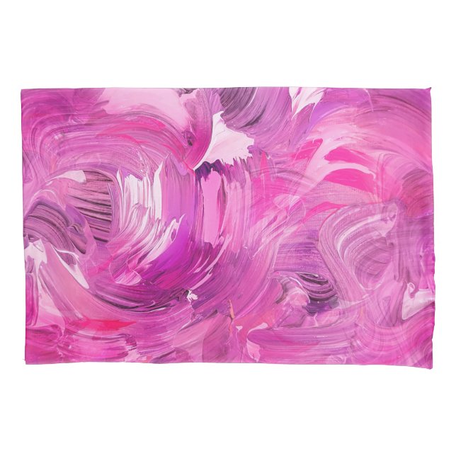 Funda De Cojín Arte abstracto moderno morado rosa blanco (Anverso)