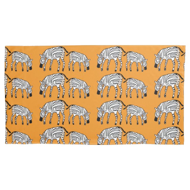 Funda De Cojín Arte africano, Naranja del patrón de cebras curas  (Anverso-izquierdo)