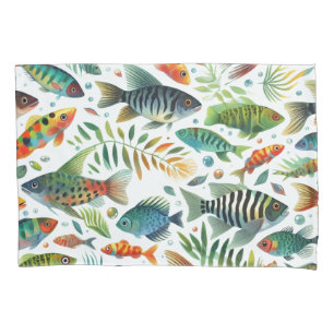 Funda De Cojín Arte colorido de peces submarinos