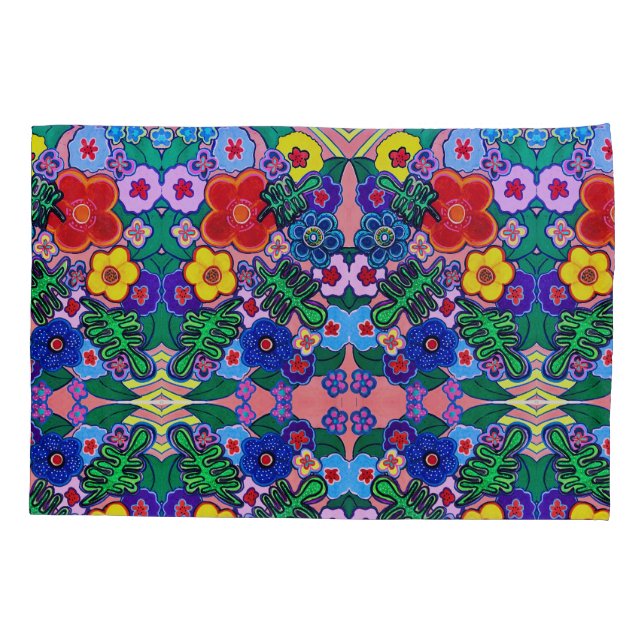 Funda De Cojín Arte de flores luminosas abstractas (Reverso)