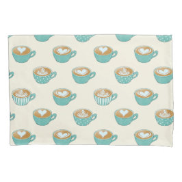 Funda De Cojín Arte de latte en tazas de café azul