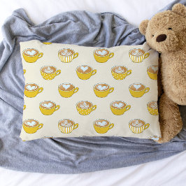 Funda De Cojín Arte de latte lindo en el patrón de tazas de café 