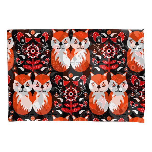 Funda De Cojín Arte folclórico escandinavo de Fox (Anverso)