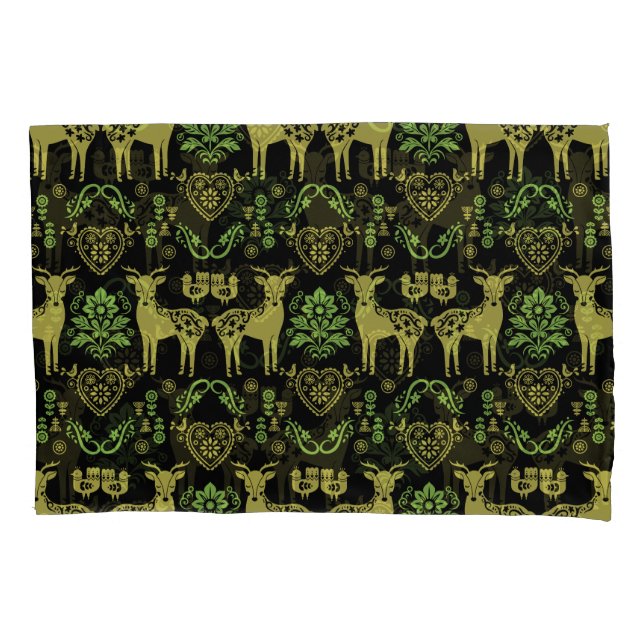 Funda De Cojín Arte folclórico noruego Rosemaling (Anverso)