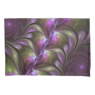 Funda De Cojín Arte fractal abstracto colorido violeta púrpura ca
