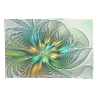 Funda De Cojín Arte fractal de flores abstractas de fantasía colo