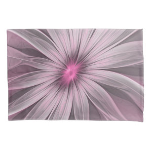 Funda De Cojín Arte fractal floral abstracto de flor de ciruela d