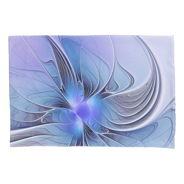 Funda De Cojín Arte fractal moderno abstracto lavanda azul (Anverso)