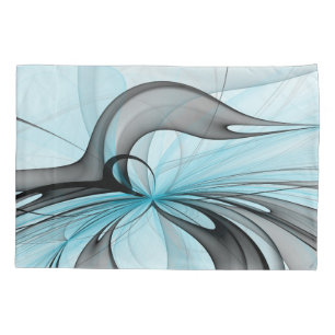 Funda De Cojín Arte fractal moderno gris antracita abstracto