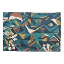 Arte geométrico abstracto moderno - Naranja Teal R