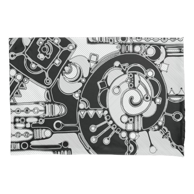 Funda De Cojín Arte Geométrico Blanco Y Negro 4 (Anverso)