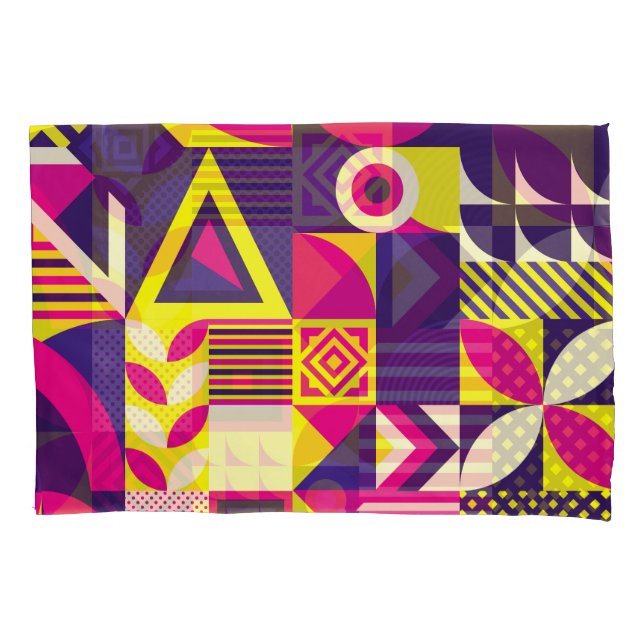 Funda De Cojín Arte pop, formas geométricas coloridas. (Anverso)