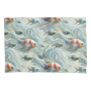 Funda De Cojín Arte subacuático de peces y corales en pinturas ac