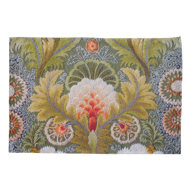 Funda De Cojín Arte verde de seda del bordado (Reverso)