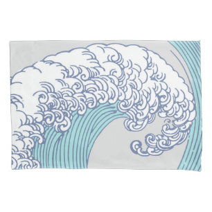 Funda De Cojín Arte vintage de olas de surf Ukiyo-e japonés Costa