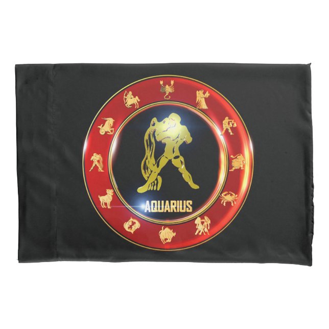 Funda De Cojín Astrología del Rótulo Aquarius Zodiac (Anverso)